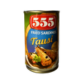 A tin can of fish labeled "555," showcasing its contents and branding for identification.