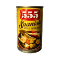 A tin can of Spanish style sardines, featuring a colorful label and a pull-tab lid for easy opening.