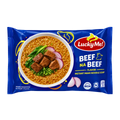Pack of Lucky Me Beef Na Beef, showcasing fresh ground beef in a clear plastic wrap with a label.