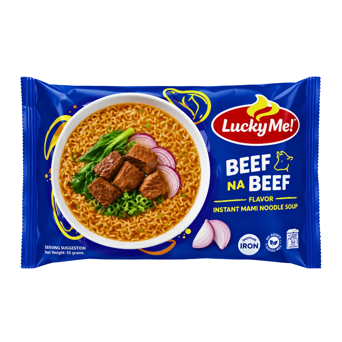 Pack of Lucky Me Beef Na Beef, showcasing fresh ground beef in a clear plastic wrap with a label.