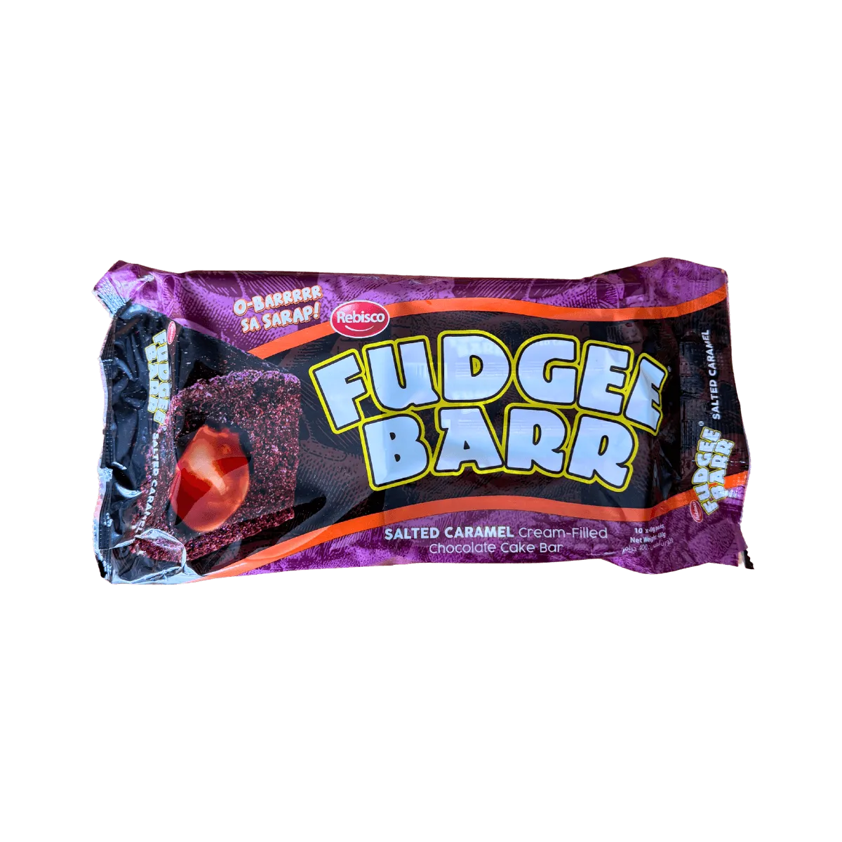  A fudgee bar displayed upright, highlighting its rich chocolate exterior and soft, fudge-like interior.