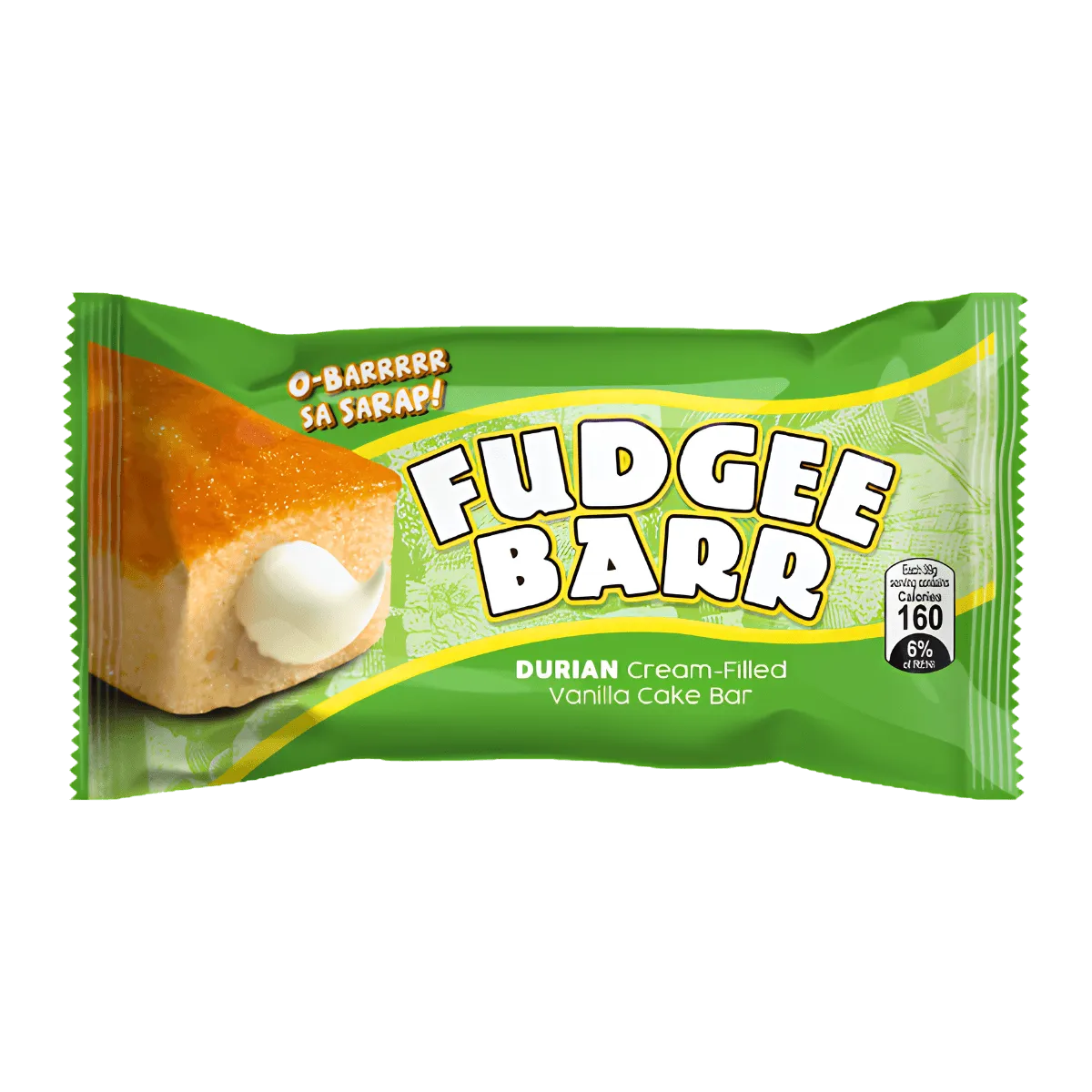A fudgee bar featuring a rich layer of deluxe cream cheese, showcasing its creamy texture and chocolate coating.