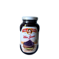 A jar of Tita Ely Ube Jam, 340g, featuring vibrant purple yam jam against a sleek black background.