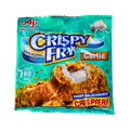 A pack of crispy fry garlic flavor displayed against a solid black background.