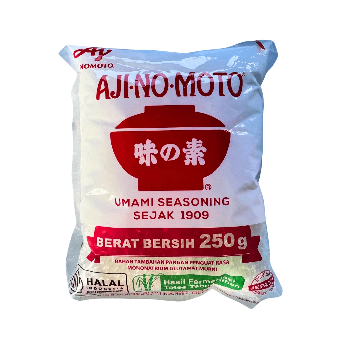Ajinomoto Umami MSG seasoning with a vibrant label, showcasing its unique flavor-enhancing properties for various dishes.