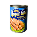 A can of Argentina Vienna sausage featuring a colorful label and a pull-tab lid, showcasing the product inside.