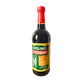 A bottle of sauce "Datu Puti Toyomansi"featuring a vibrant red label, prominently displayed against a neutral background.