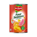 A can of Four Seasons juice featuring vibrant fruit illustrations representing various flavors.