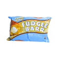 A Fudgee Barr chocolate bar featuring a cream-filled center, wrapped in a colorful packaging.