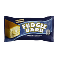 A fudgee bar featuring a layer of vanilla cream cheese, showcasing a smooth and creamy texture.