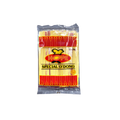 A bag of noodles featuring a vibrant yellow and red design, prominently displaying the brand name and product details.
