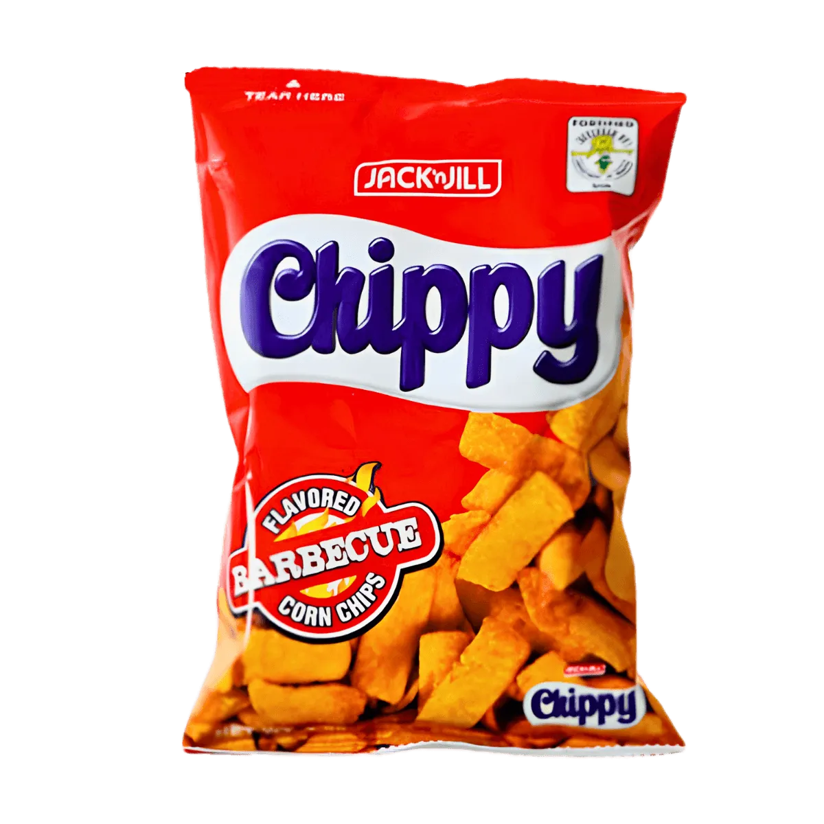 A bag of chips prominently displaying the word "chippy" in bold letters on the front.