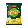 A bag of Piattos sour cream potato chips, showcasing the brand logo and vibrant packaging design.