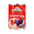 A can of Evaporada evaporated creamer featuring a colorful label and a creamy texture, placed on a wooden surface.