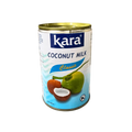 A can of Kara coconut milk, featuring a green and white design with a coconut image on the front.