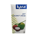 A carton of Kara coconut cream, featuring a tropical design and clear labeling of its contents.