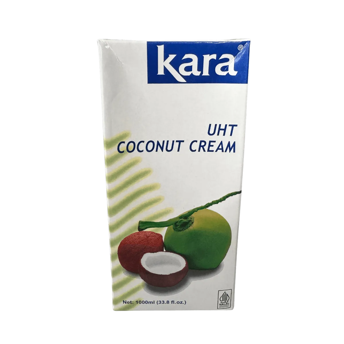 A carton of Kara coconut cream, featuring a tropical design and clear labeling of its contents.