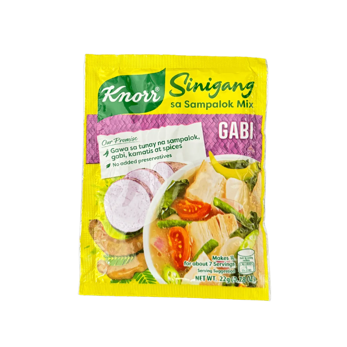 A package of Knorr Chicken Soup Mix featuring vibrant graphics and clear labeling of ingredients and preparation instructions.