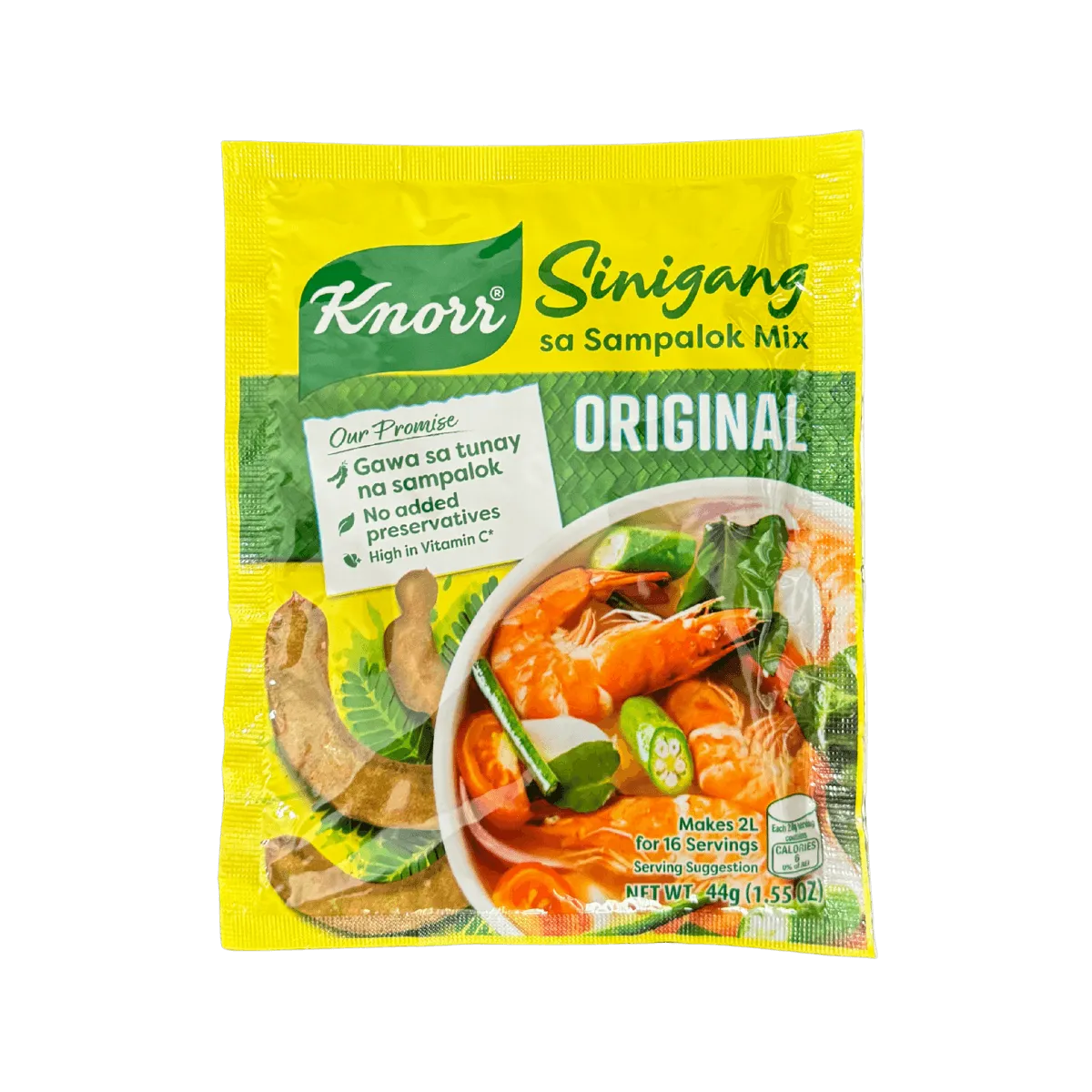 A package of Knorr's original shrimp soup, featuring vibrant shrimp, vegetables, and aromatic herbs in a rich broth.