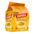 Kopiko coffee in a brown package, highlighting its logo and design, placed on a simple surface for emphasis.