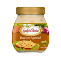 A jar of Lady's Choice bacon spread, featuring a label with the brand name and an image of crispy bacon.