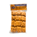 A bag of breadsticks packaged in a clear plastic bag, showcasing the golden-brown sticks inside.