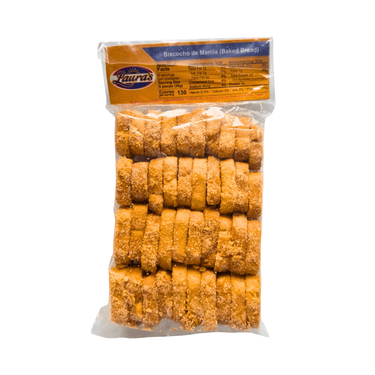 A bag of breadsticks packaged in a clear plastic bag, showcasing the golden-brown sticks inside.