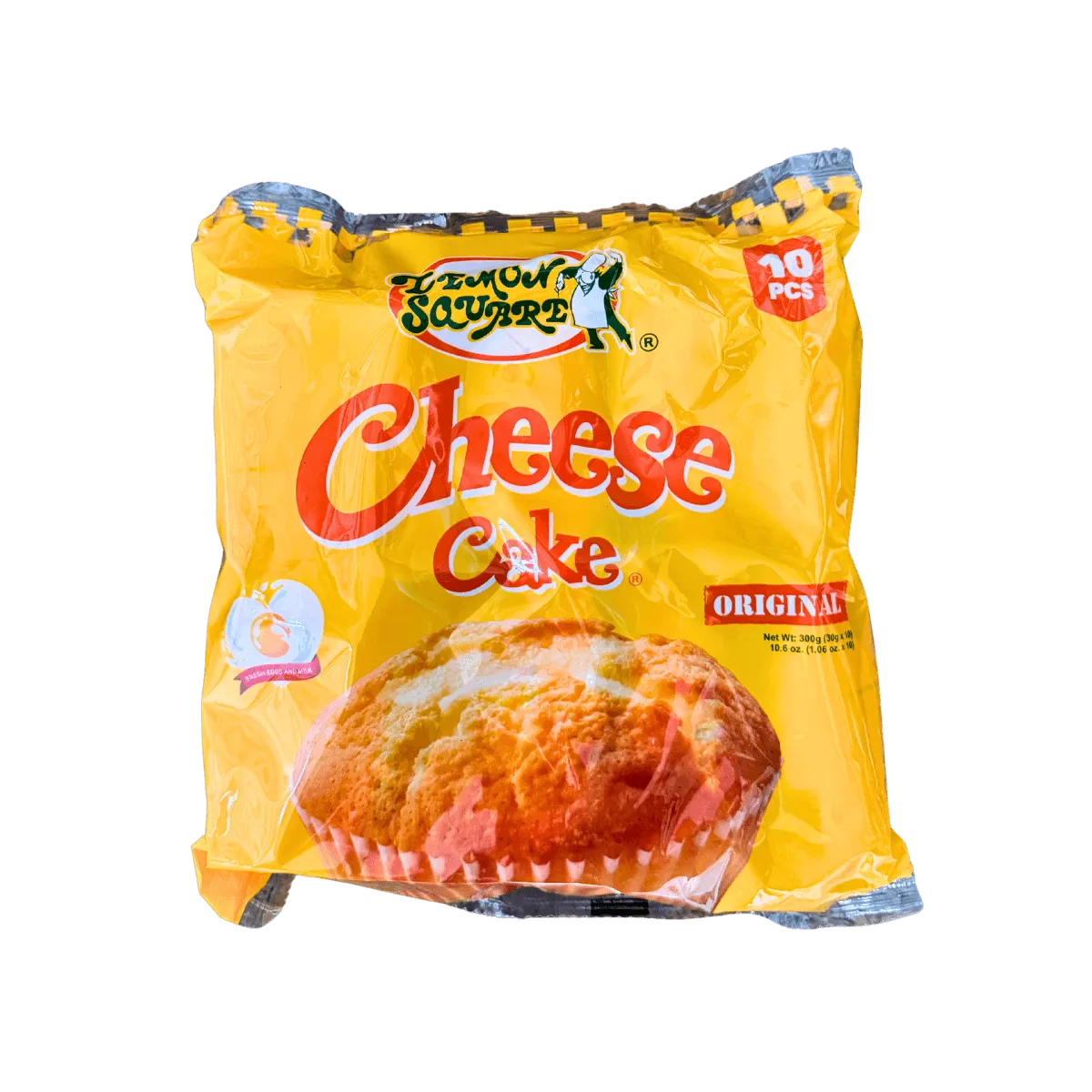 Original cheesecake in a 300g package, showcasing a smooth, creamy texture and a golden-brown crust.