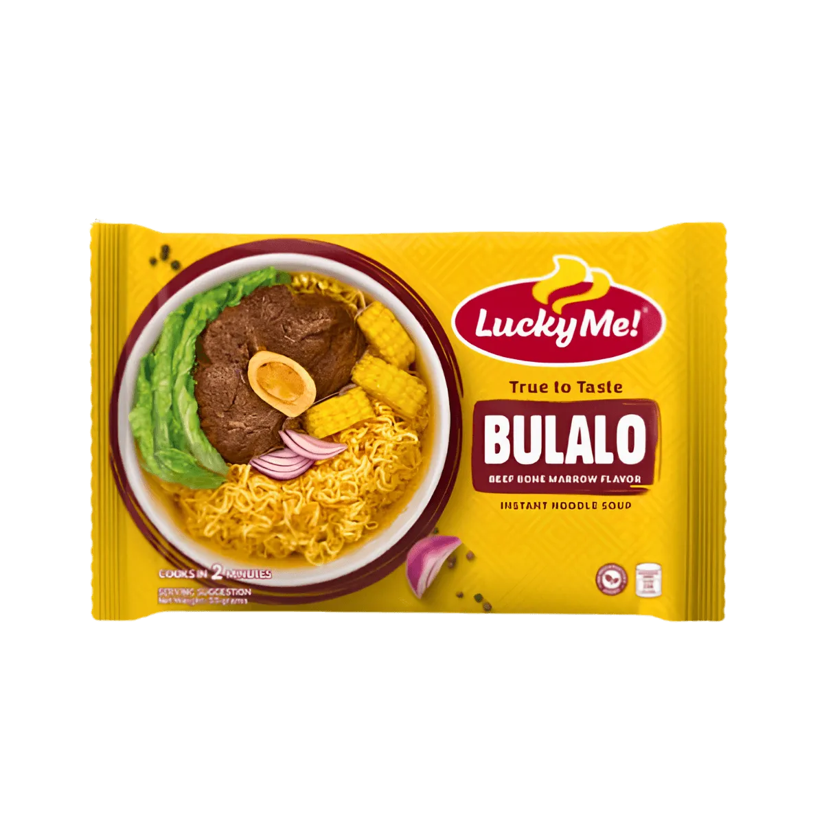 A bowl of bulalo, a Filipino beef marrow soup, served on a lucky mat with vibrant colors and traditional patterns.