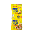 A package of Magic Sarap noodles, featuring vibrant colors and a variety of toppings.