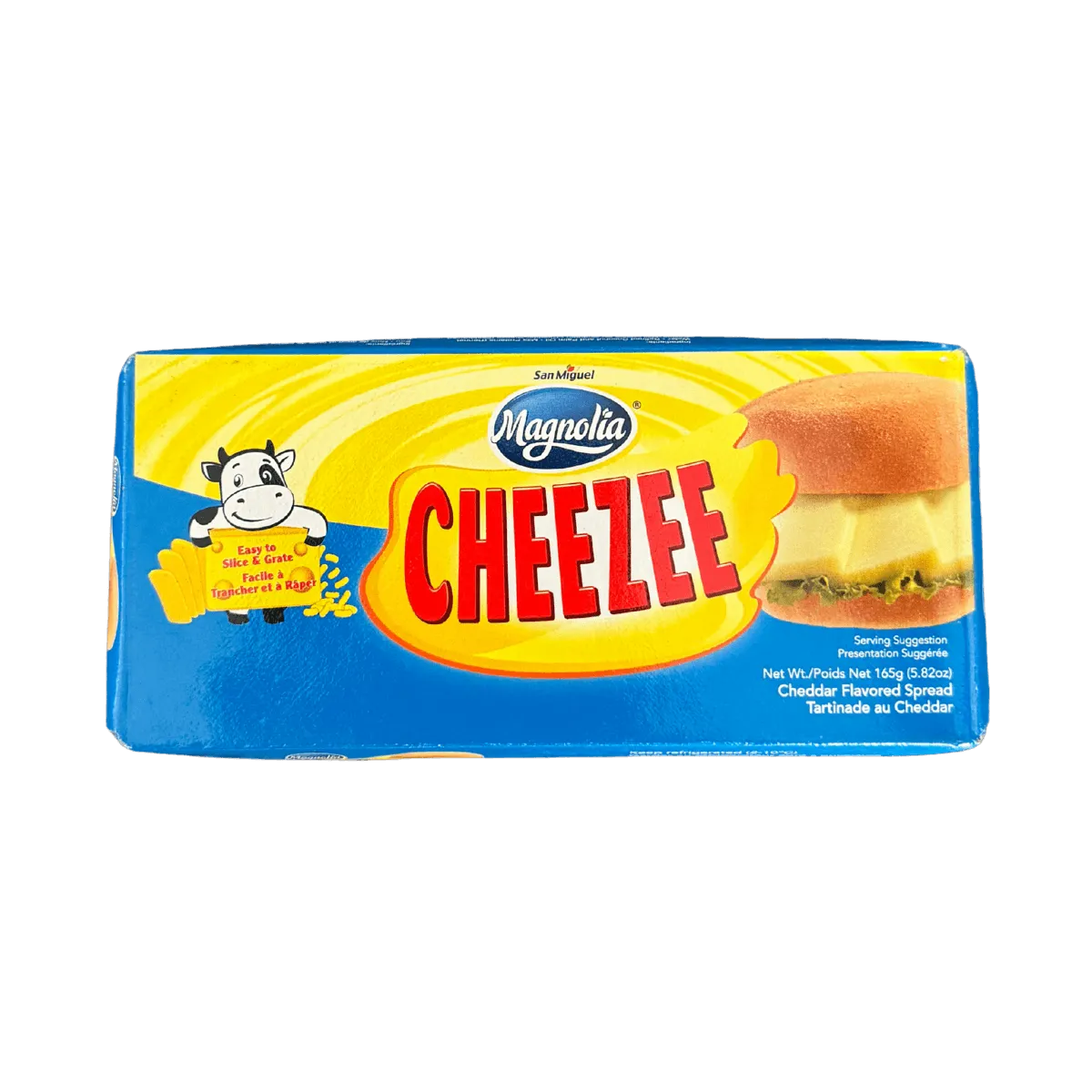 A box of cheese displayed against a white background, highlighting its packaging and branding.