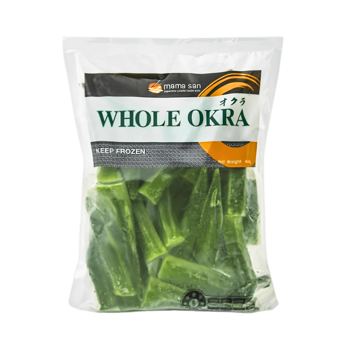 Fresh whole okra displayed, highlighting their vibrant green color and unique tapered form.