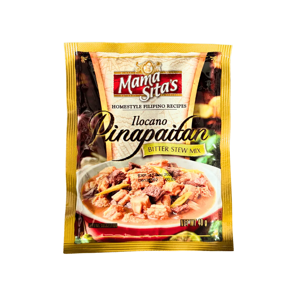 A package of bitter stew mix weighing 40 grams, featuring black and white meat illustrations on the label.