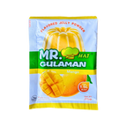 A package of mango jelly featuring a plain white label on the front.
