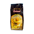 A bag of grahams displayed against a black background, showcasing its colorful packaging and nutritional information.