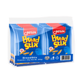 10 packs of Nissin bread stix in a transparent pack, displaying the fresh, golden-brown crusts and brand label.