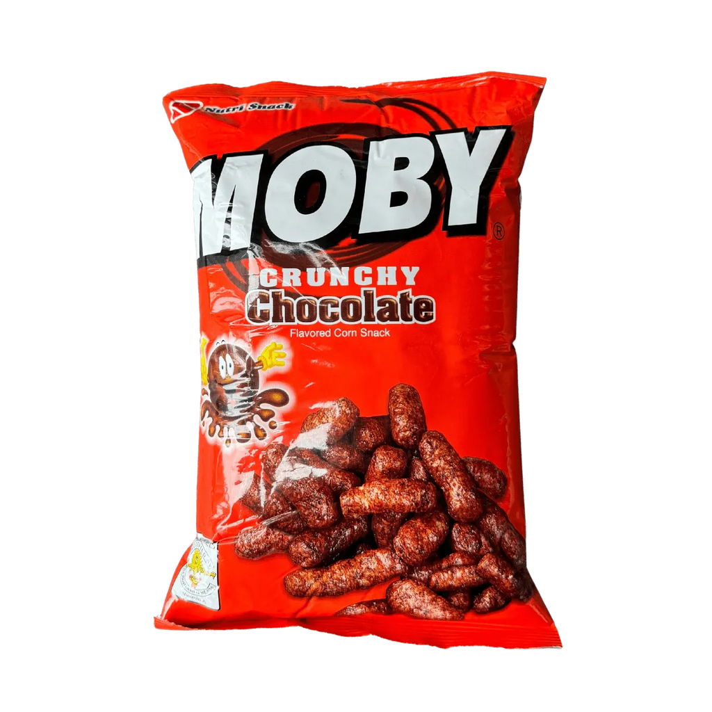 Chocolate-coated corn snack in a clear bag, showcasing their glossy brown coating and round shape.