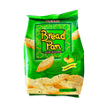 A freshly baked bread pan, showcasing its golden-brown crust and soft interior.