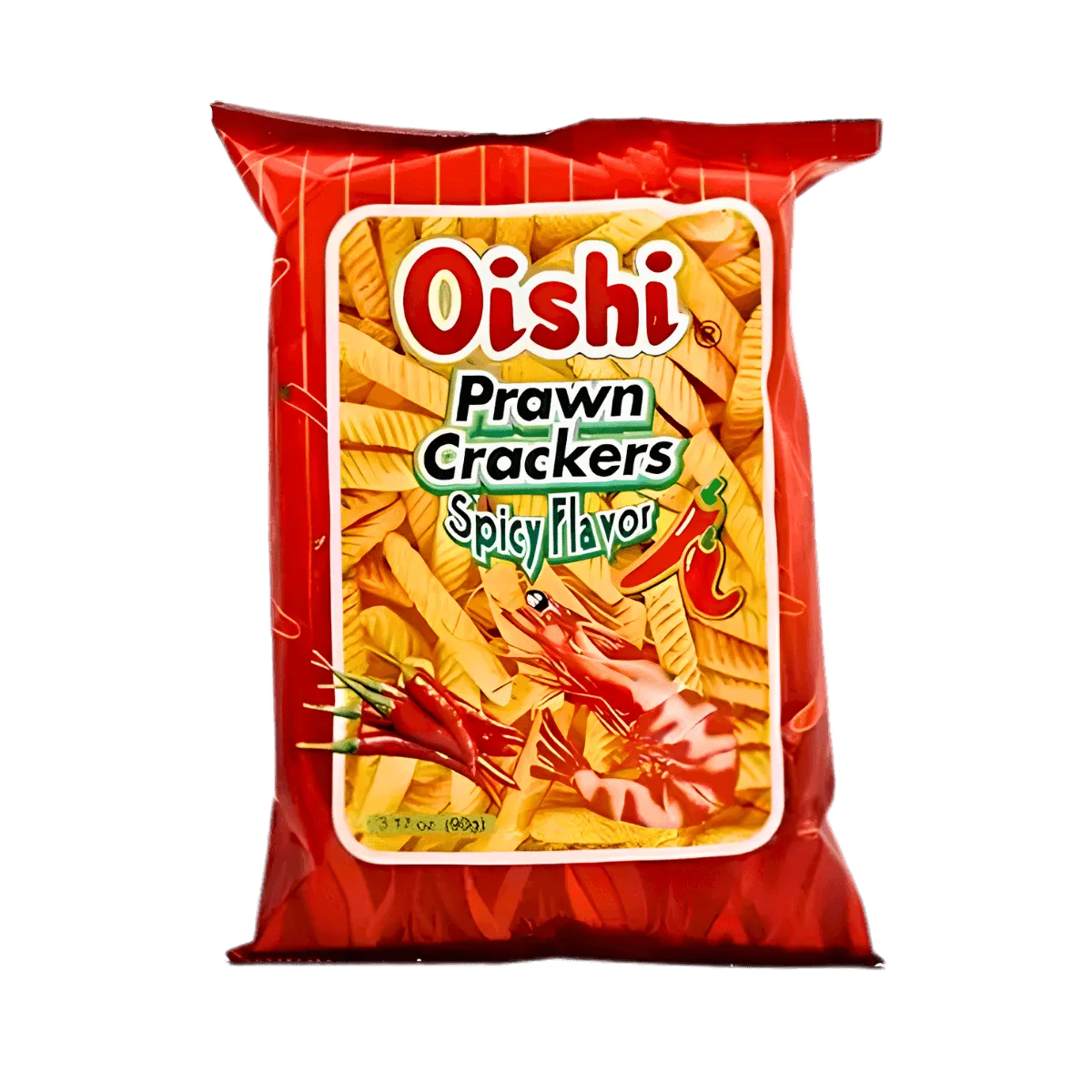 A close-up of oishi prawn crackers, showcasing their crispy texture and golden-brown color in a bowl.