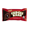 A Fudgee Barr chocolate bar, featuring a rich chocolate coating and a creamy fudge center, displayed on a white background.