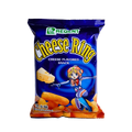 A bag of cheese ring snacks featuring a playful cartoon character on the front.