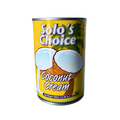 A can of coconut cream labeled "Solo's Choice," featuring a simple design and vibrant colors.