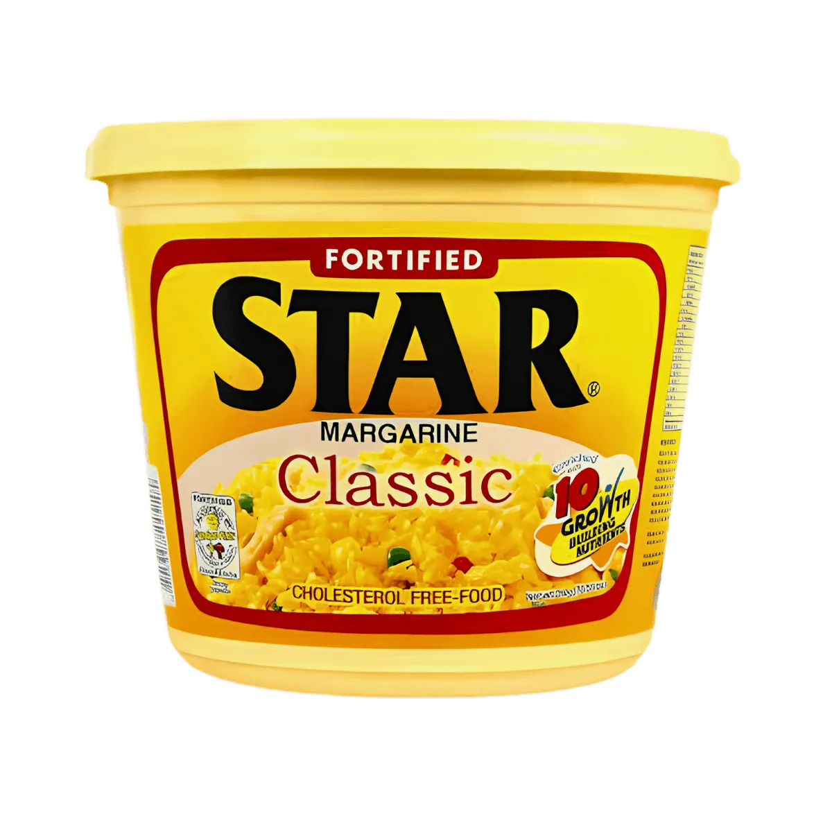 Star Margarine Classic, 250ml package featuring a bright yellow label with a star logo and nutritional information.