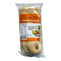 A clear plastic bag containing Chinese rice noodles, showcasing the noodles' texture and packaging design.